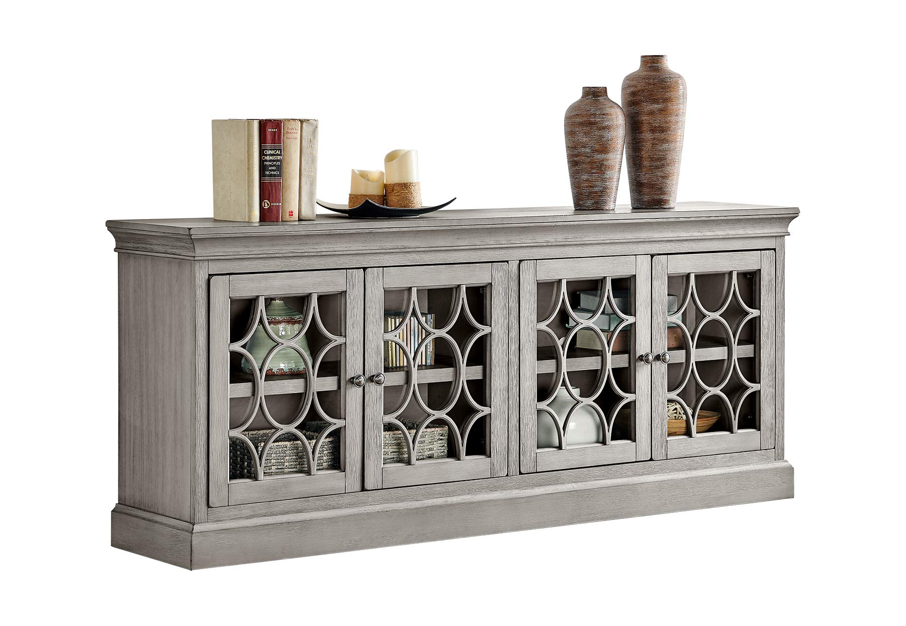 Martin Furniture Felicity 4 Door Console, Gray - WoodArtSupply