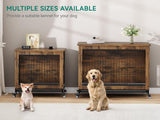 DWVO Dog Crate Furniture with Wheels, 27" Dog Kennel Indoor with Cushion, Dog Crate End Table with Tray, Dog Cage with Double Doors for Small Dog (Rustic Brown) DWVO