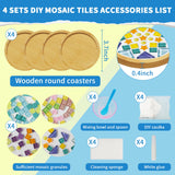 Mosaic Tiles,Tumwisk 4 Sets DIY Glass Mosaic Tiles for Crafts,4 Styles of DIY Mosaic Coaster Kit Material Package for Adults Handmade Home Table Desk Decoration Housewarming Present Tumwisk