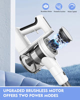 Ljuren Vacuum Cleaners for Home, 80,000PRM Powerful Motor Cordless Vacuum with Removable 2200mAH Battery up to 35 Mins Worktime, 2 Adjustable Modes and Detachable Parts Stick Vacuum (White Zinc Gray) Ljuren