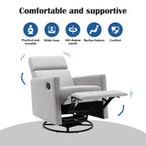Merax Modern Upholstered Manual Swivel Recliner Chair w/Headsupport Adjustable Nursery Glider Rocker for Living Room, Bedroom Gray Merax