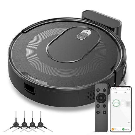 KOZVIX W6+ Robot Vacuum Cleaner,2800Pa Suction,720ml Large Capacity,120 Mins Runtime,Self-Charging Slim Robotic Vacuums,APP/Voice/Remote Control,No Entanglement Suction Port Ideal for Pet (Black) KOZVIX