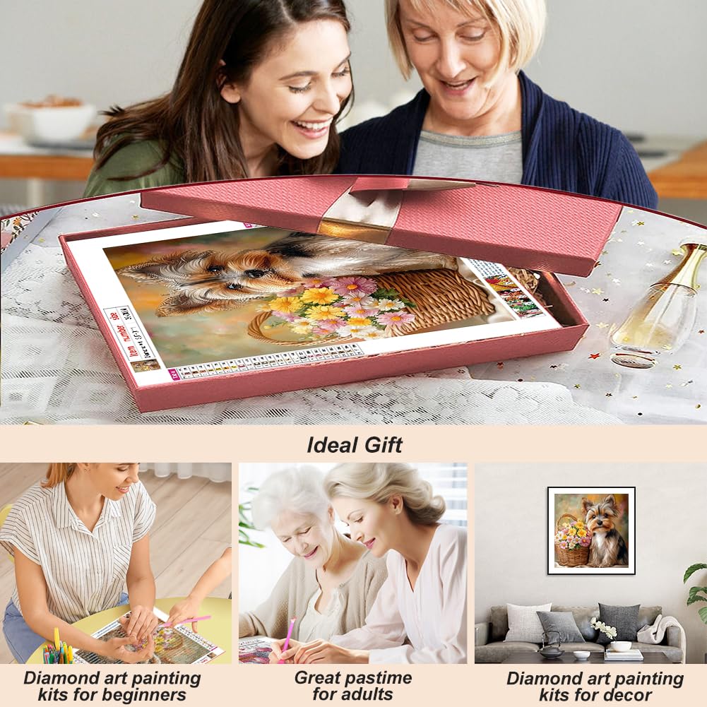 SJUTOUCI Diamond Art Painting Kits for Adults, Dog Diamond Art Kits for Beginners, 5D DIY Full Drill Gem Craft for Home Decor Gift 11.8x11.8inch, Animal SJUTOUCI