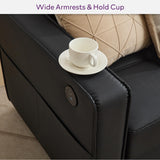 TYBOATLE Black Faux Leather Sofa Couch Sectional Couches for Living Room, 3 Piece Living Room Set Furniture Comfy Modular Convertible Sofas with Ottoman, Home Office Sofa Set TYBOATLE