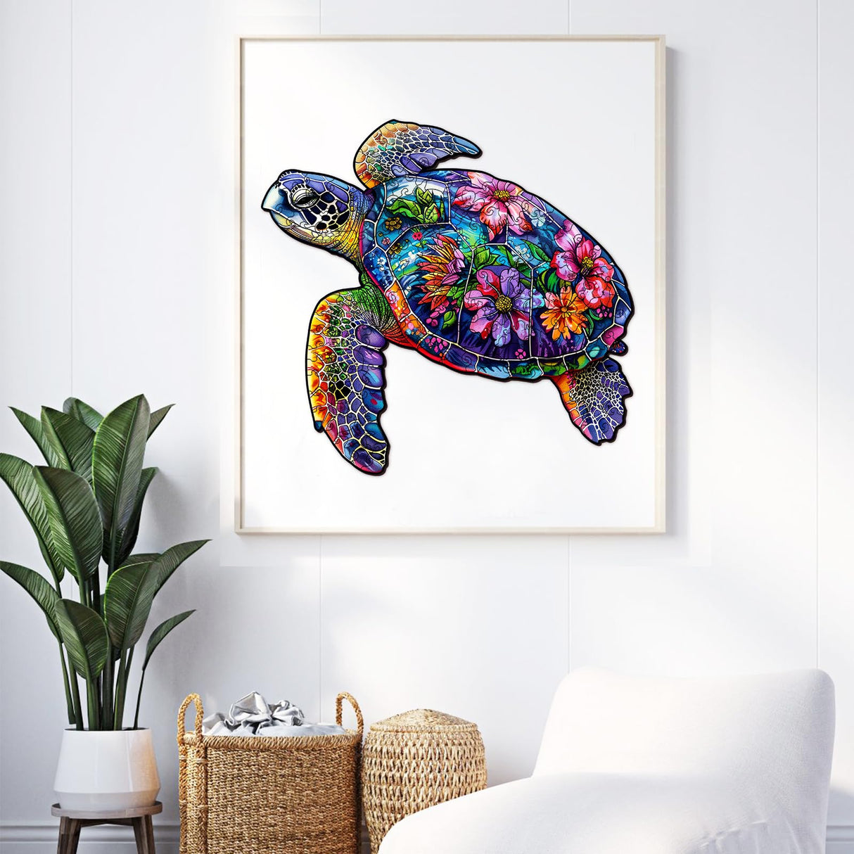 Foyucool Wooden Puzzles for Adults, About 150 Pieces Unique Puzzles for Adults, Irregular Animal Shaped Wooden Jigsaw Puzzles, Creative Gift, Fun Family Game, 11.1 x 5.5 inch, Turtle Foyucool