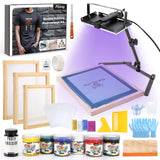 Pllieay 60pcs Screen Printing Kit with LED UV Exposure Lamp, 6 Colors Screen Printing Ink, 3 Size Wood Silk Screen Printing Frames, All The Screen Print Supplies in One Set Pllieay