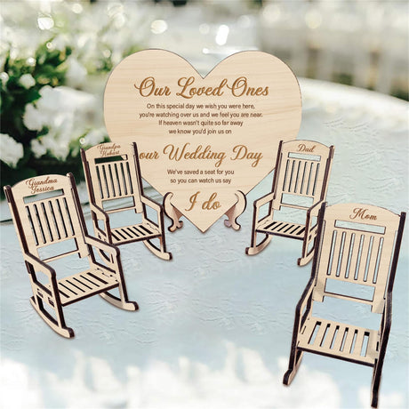 Personalized Wedding Memorial Chair Sign Save a Seat for Someone in Heaven Wedding Day Remembrance Memorial Set Custom 1-15 Memorial Rocking Chairs Dertacoa