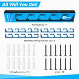 PLUSINNO H5 Horizontal Fishing Rod/Pole Holders for Garage, Wall or Ceiling Mounted Fishing Rod Rack, Aviation Aluminum Fishing Pole Holder Holds up to 10 Rod or Combos or Nets Storage Racks PLUSINNO