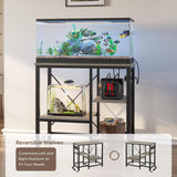 Becuddler 20/30/37 Gallon Fish Tank Stand with Charging Station, 30.7 x 13.8 Metal Aquarium Stand with 3-Tiers Adjustable Storage Shelves, 6-Legs Reptile Terrarium Stand, 400 LBs Becuddler