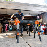 Klein Tools 66188 Folding Saw Horse, 2x4 Support Arms, 26-Inch to 32-Inch Adjustable Height, Heavy Duty Jobsite Table, 1-Pack Klein Tools