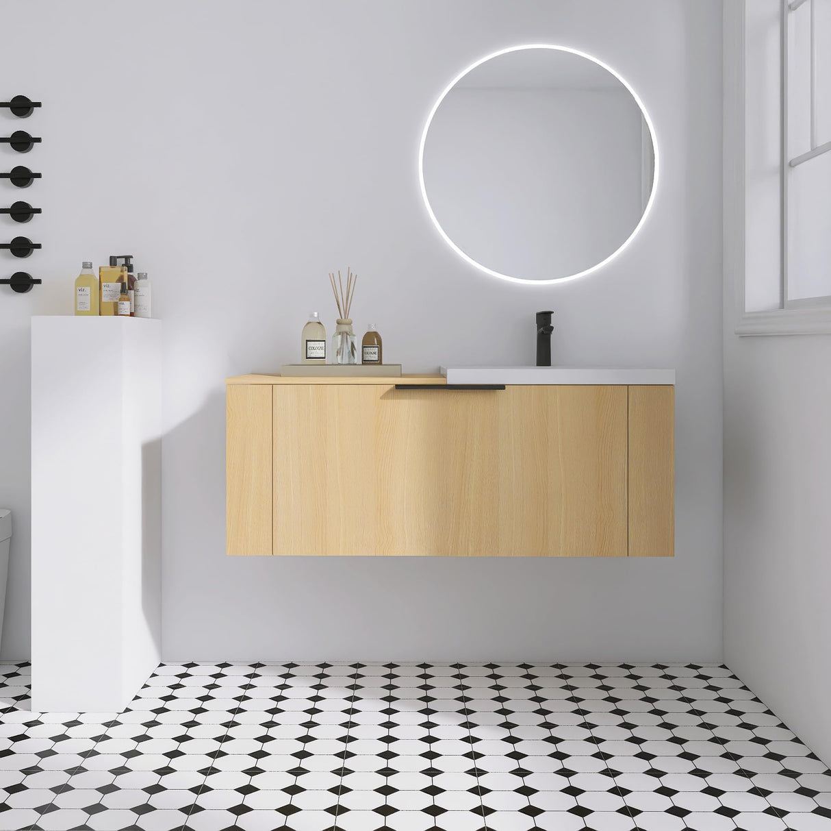 GLORAFIN 48 Inch Floating Bathroom Vanity,48" Bathroom Vanity with Sink,Modern Single Sink Bathroom Vanity Combo,Brown Wall Mounted Cabinet Set GLORAFIN