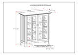 SIMPLIHOME Acadian SOLID WOOD 39 inch Wide Transitional Medium Storage Cabinet in White, with 2 Tempered Glass Doors, 4 Adjustable Shelves SIMPLIHOME