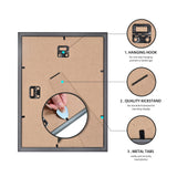 BSRHOME 8x10 Picture Frame Set of 6, Display Pictures 5x7 with Mat or 8x10 Without Mat for Tabletop Display and Wall Mounting, Black BSRHOME