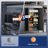 Yizosh Metal Garage Storage Cabinet with Locking Doors and Adjustable Shelves,- 75" Rolling Steel Tool Cabinet for Home Office,Garage,Warehouse Yizosh