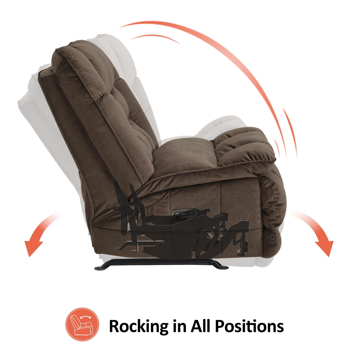 MCombo Dual Motor Oversized Power Recliner Chair, 38.2'' Large Wide Seat, Rocker Recliner with LED Lighting, USB Ports, Perfect for Living Room, Office and Home Theater, Fabric PR607 (Coffee) MCombo