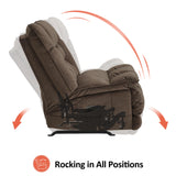 MCombo Dual Motor Oversized Power Recliner Chair, 38.2'' Large Wide Seat, Rocker Recliner with LED Lighting, USB Ports, Perfect for Living Room, Office and Home Theater, Fabric PR607 (Coffee) MCombo