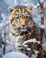 FUKVHIL Paint by Numbers for Adults, Leopard Animal Snow Scene, Paint by Number on Canvas, DIY Oil Painting for Gift Home Wall Decor, 40x50cm, Without Frame FUKVHIL