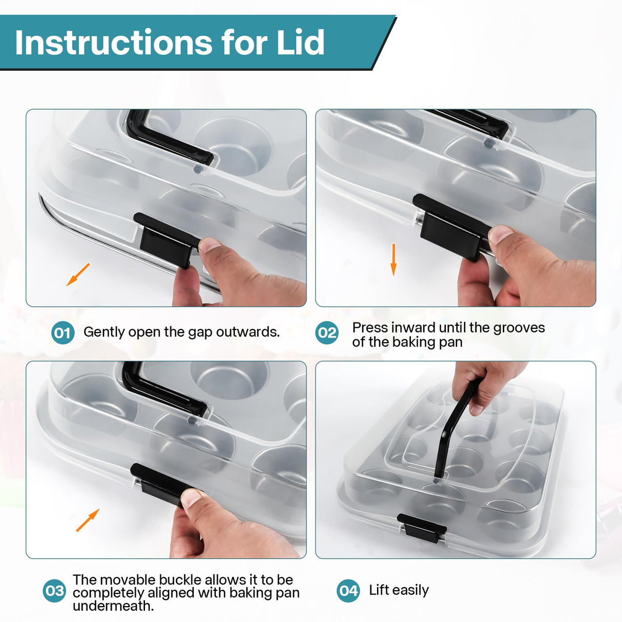 Spmarkt 2-Pack Muffin Pan with Carry Lid, Non-Stick 12-Cup Muffin Tin, Silver Cupcake Pan with Lid and Handle for Transporting, Suitable for Party, Holiday, Gathering etc Spmarkt