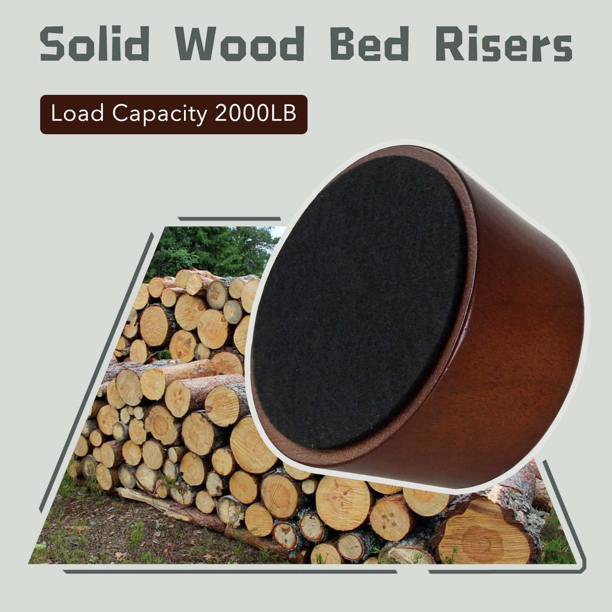 KOIKEY Furniture Raisers Bed Risers - 2 Inch Wooden Circle Heavy Duty Furniture Height Extenders Lifts for Sofa Couch Desk Chair Table Base Raising Space, Convenient Store and Cleaning, Pack of 4 KOIKEY