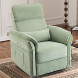 MELLCOM Power Recliner Rocking Chair Nursery Gliders with Adjustable Armrests and Headrest, Swivel Electric Glider Reclining Nursing Chair with USB Port and Storage Bags, FSC Certified(Fabric, Green) MELLCOM