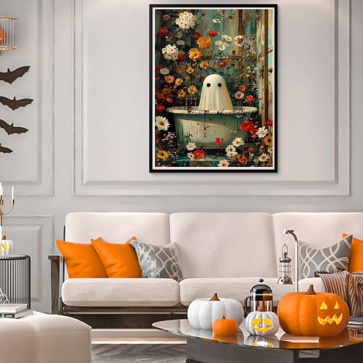 Yanfairy Halloween Diamond Art Painting Kits for Adults, Ghost Full Drill Diamond Dots Paintings for Beginners, Round 5D Paint with Diamonds Pictures Gem Art Painting Kits DIY Crafts Kits 12x16inch Yanfairy