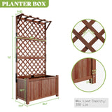 Amerlife 35.4x17.7x72 Inch Raised Garden Bed with Trellis, Wooden Planter Box for Vegetables and Climbing Plants with Drainage Holes Amerlife