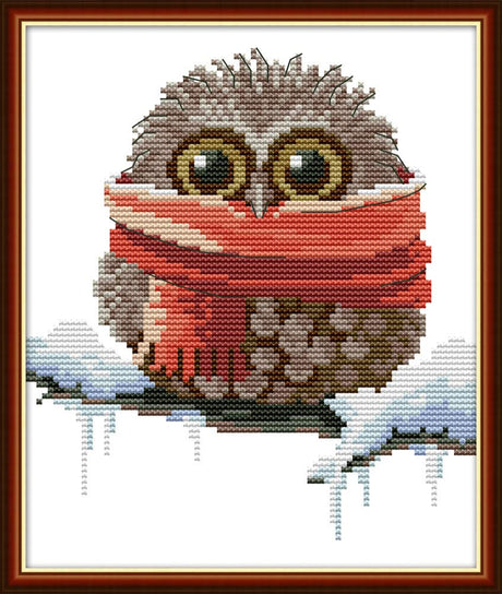 Cross Stitch Kits, Awesocrafts Owl Scarf Cute Christmas Winter Easy Patterns Cross Stitching Embroidery Kit Supplies, Stamped or Counted (Counted) Awesocrafts