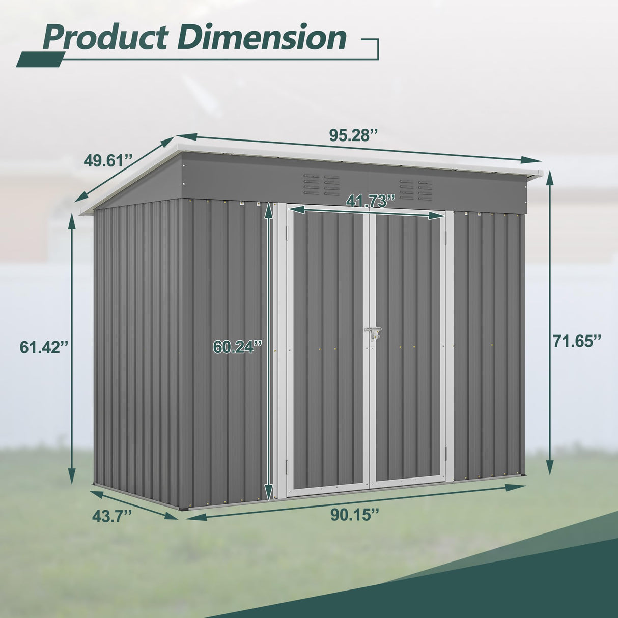 Thanaddo 4'x8' Metal Shed Outdoor Storage Shed,Metal Steel Utility Tool Shed Storage House with Double Lockable Doors and Air Vent for Backyard Garden Patio Lawn Gray Thanaddo