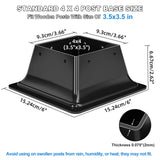 4x4 Post Base 4Pcs-Inner Size 3.5x3.5-Heavy Duty Metal Post Brackets-Deck Post Anchors-Solid Steel-Powder Coated-Wood Post Holder for Porch Handrail Railing Pergola Fence Pavilion-Support Deck Base Vlaeng