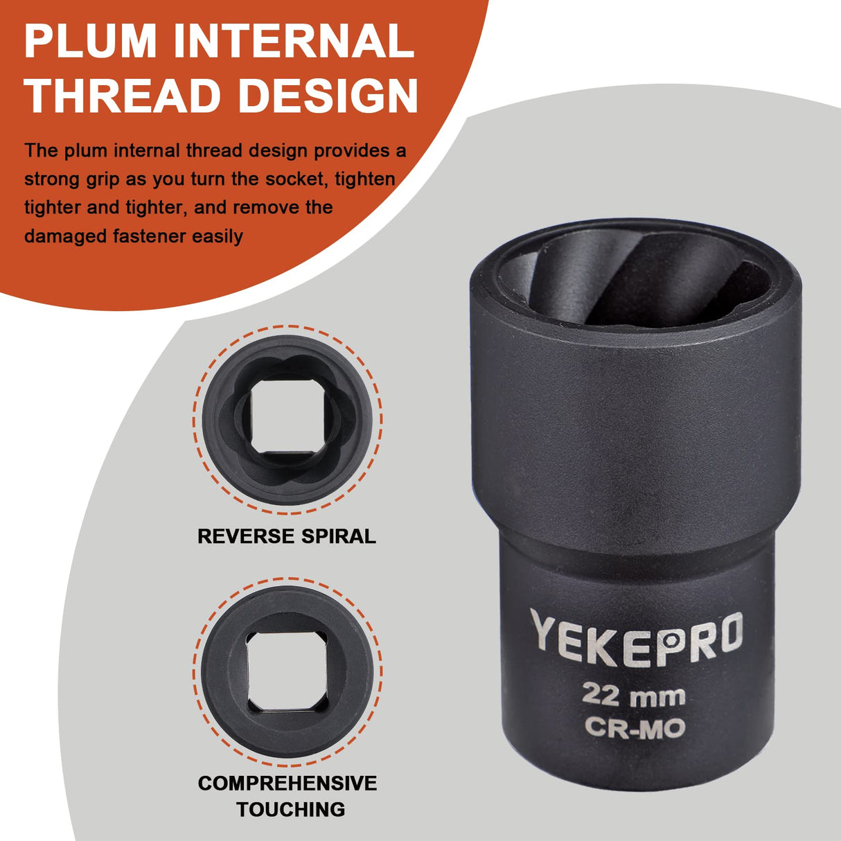 YEKEPRO 6 PCS Lug Nut Removal Tool, 1/2-inch Drive Impact Twist Socket Set & Bolt Extractor Set, Wheel Lock Removal Kit for Removing Damaged, Frozen, Rusted, Nuts & Screws, Cr-Mo Steel, T12206 YEKEPRO