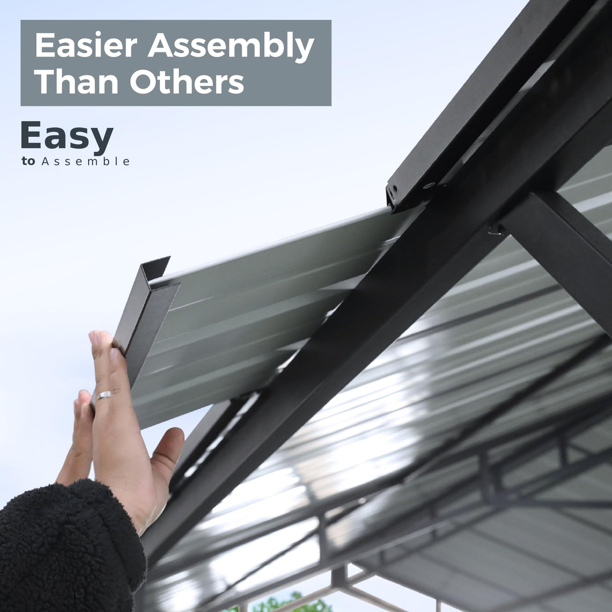 GREEN PARTY 10 x 20 ft Metal Carport Kits with Galvanized Steel Roof, Heavy Duty Metal Carport Canopy, Outdoor Car Tent Metal Garage Shelter for Car, SUV, Truck and Boats, Grey GREEN PARTY