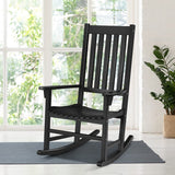 Tangkula Acacia Wood Porch Rocking Chair Set, Wooden Rocking Chair Rocker with High Back & Armrest for Indoor Outdoor Use, Patio Rocker for Garden Lawn Balcony Backyard Poolside (2, Black) Tangkula