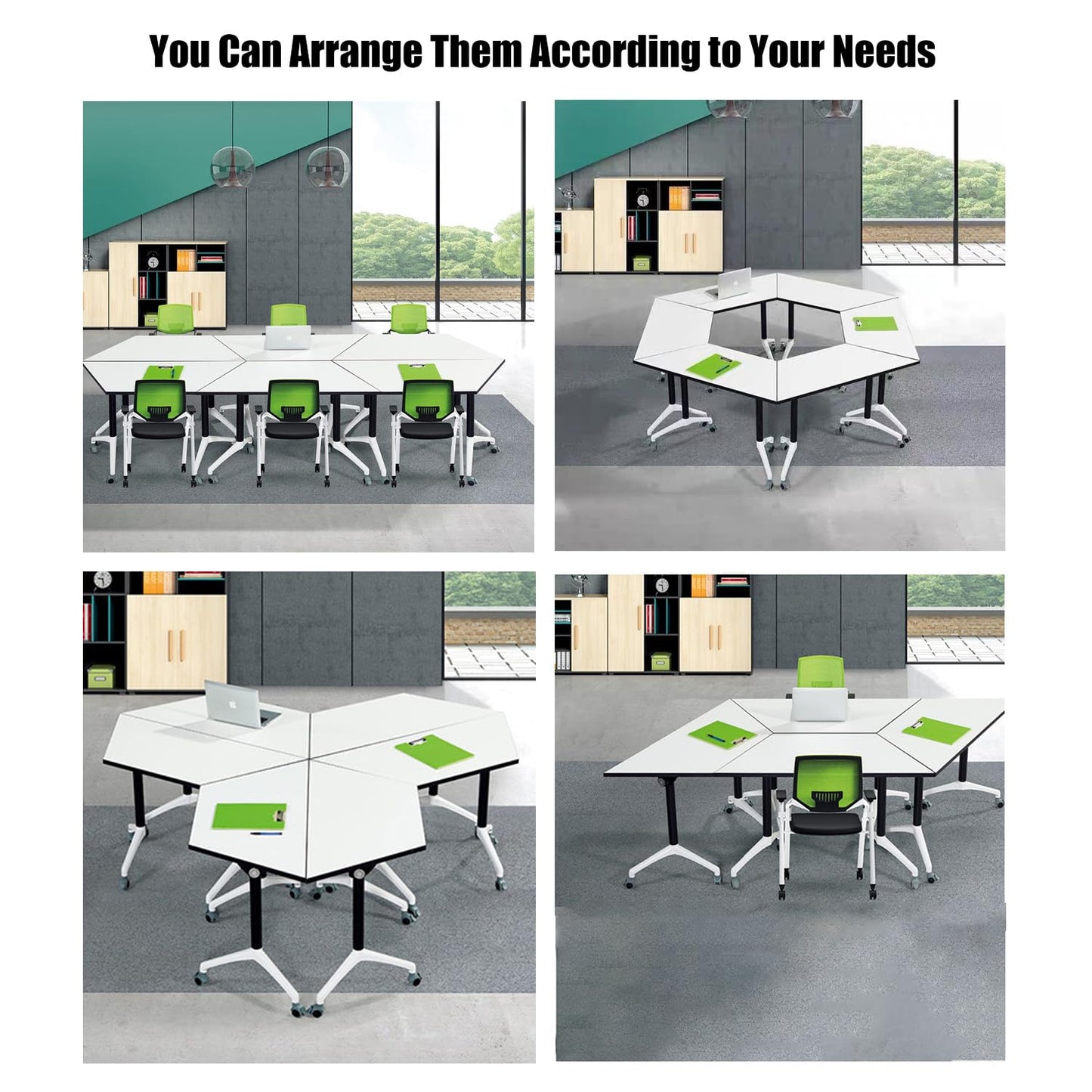 Folding Conference Table,Large Conference Meeting Table for 8 People,Modern Mobile Training Table with Wheels,Rolling Conference Room Tables with Metal Frame,Meeting Seminar Table 47.2x23.6x2 - WoodArtSupply