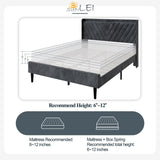 SUNLEI Bed Frame with Wingback Storage Headboard, Queen Size Bed Frame with Charging Station and Velvet Fabric, Strong Wood Slats, Easy Assembly, No Box Spring Needed, Light Grey SUNLEI