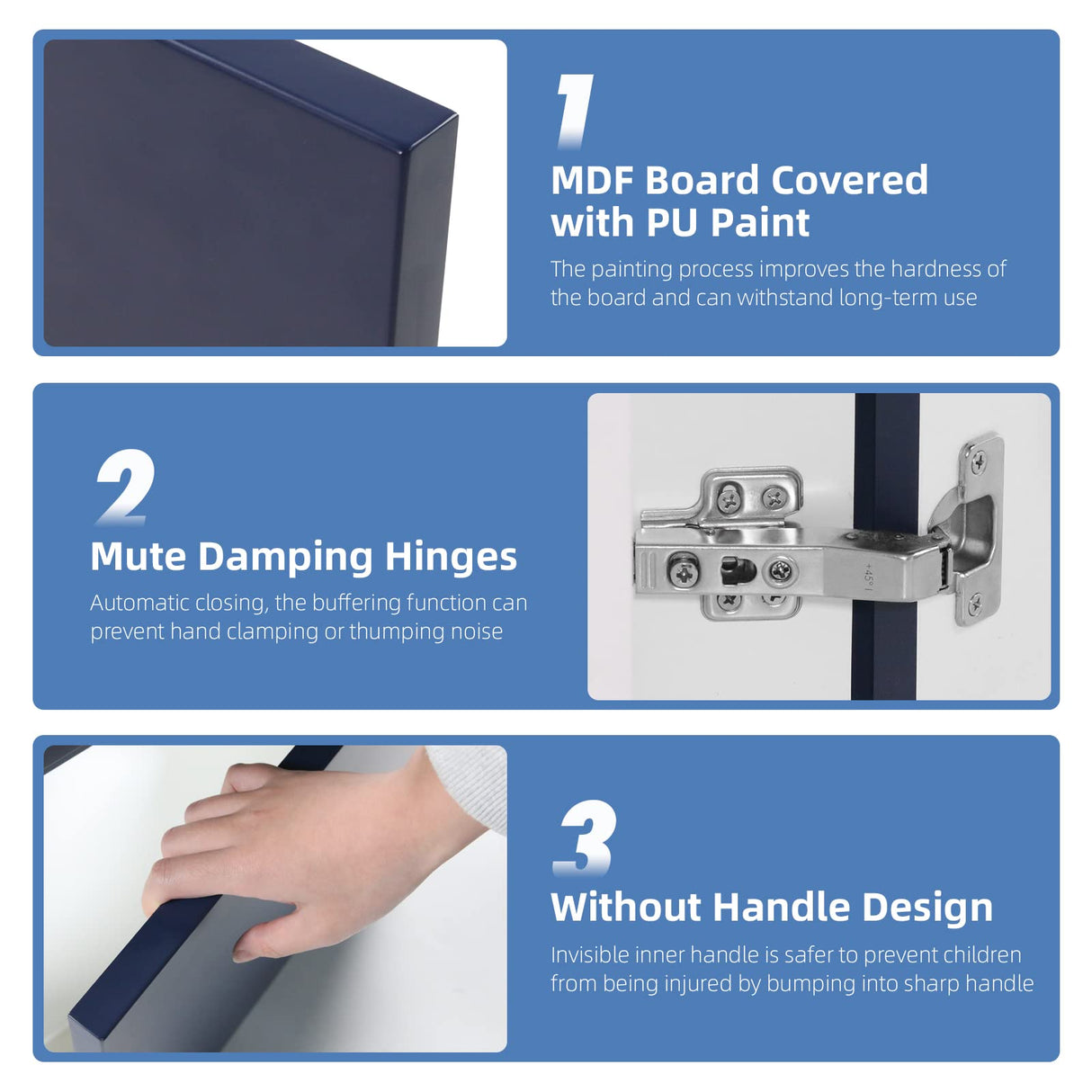 walsport 16" Corner Bathroom Vanity Floating Single Sink Combo for Small Space Wall Mounted Cabinet Set Design Resin Basin Sink Top Chrome Faucet and Drain,Blue walsport