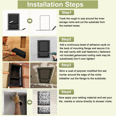Suteck Shower Niche, 25" x 17" 3.8" Outer Size, Actual Size 14" + 16.5"(Big Grid) 14"+ 6" (Small Grid) Tile Ready Recessed Shower Shelf Bathroom Niche Box for Organization Suteck