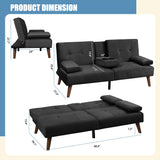 Shintenchi Futon Sofa Bed, Convertible Couch Bed Loveseat, Modern Futon Recliner Sleeper, Small Lazy Futon Set for Living Room, Office, Apartment,e, Black Shintenchi