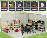 Greesum 10x8FT Outdoor Storage Shed, Utility Tool Shed Metal Storage Garden Shed with Door & Lock for Patio Storage, Gray Greesum