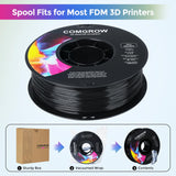 Comgrow TPU Filament, 1.75mm, 95A Soft TPU Flexible 3D Printer Filament Black 1kg (2.2lbs), Dimensional Accuracy +/- 0.02 mm, Fit Most FDM Printer Comgrow