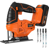 Parrior Cordless Jig Saw, 20V Electric Jigsaw with 2.0AH Battery and Charger Max Cutting Depth of Wood and Metal 80mm/5mm, 2700RPM, Jigsaw Tool Kit for Wood, Metal and Plastic Cutting PARRIOR