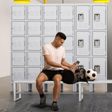 INTERGREAT Lockers for Employees, School, Office, Gym, 3 Door Metal Storage Locker Cabinet, Tall Steel Work Locker for Students, Triple Tier Grey INTERGREAT