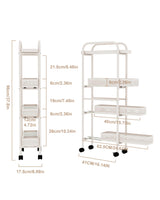 UMDONX Slim Storage Cart 4 Tier with Pull Out Basket Bathroom Organizer Rolling cart, Rolling Utility Cart Slide Out Organizer for Kitchen, Bathroom, Laundry White UMDONX