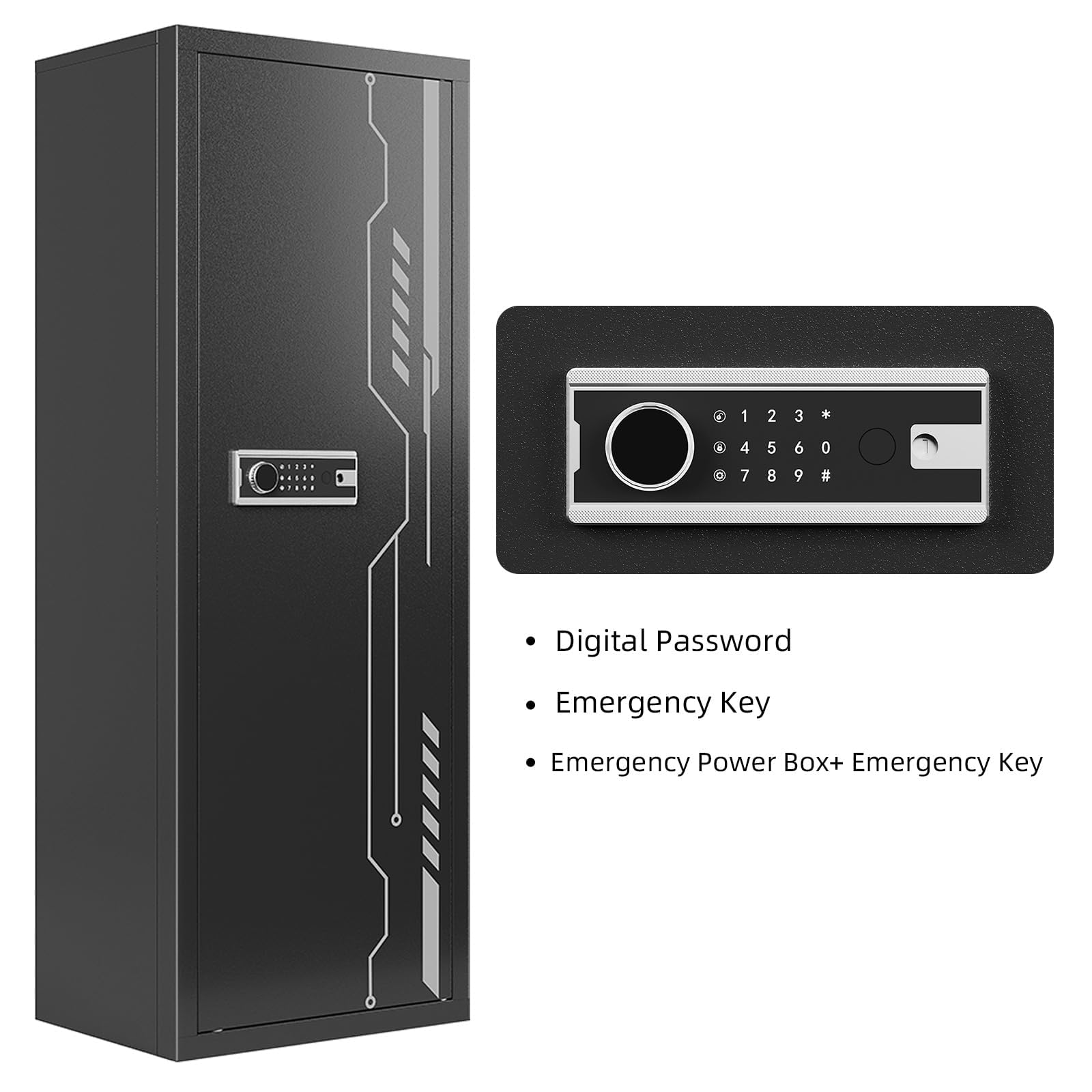 KAER 8-12 Gun Safe Multi-function Gun Safe, Gun Safe for Rifles and Pistols, Gun Cabinet, Large Gun Safe for Home Rifles and Shotguns, Electronic Gun Cabinet with Removable Shelf and Rifle Ra - WoodArtSupply