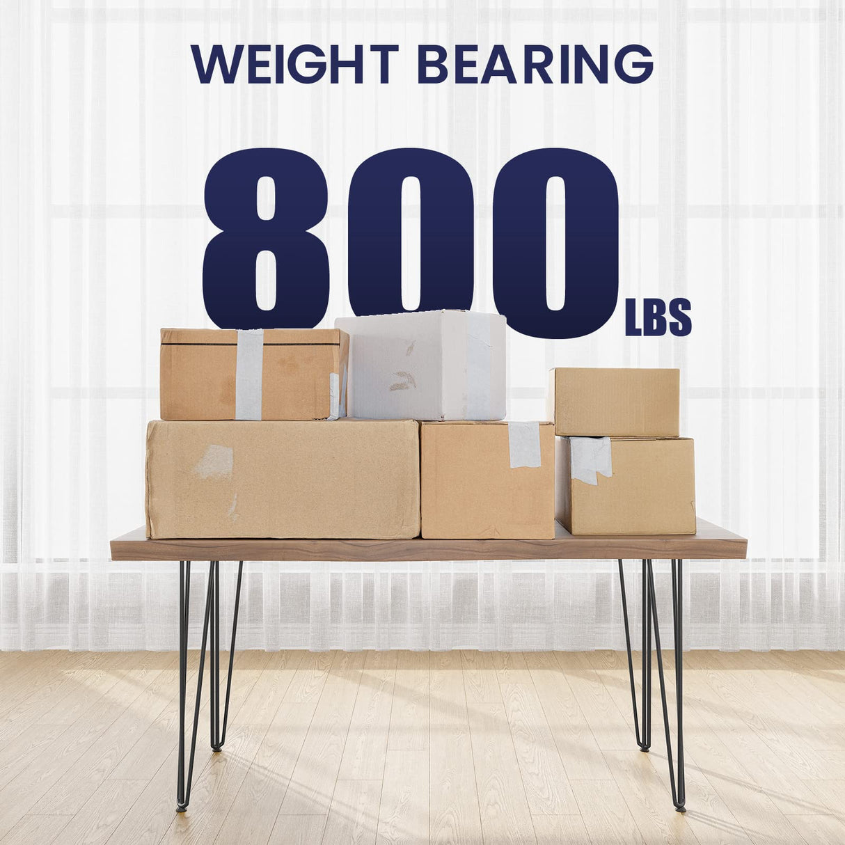 SMARTSTANDARD 28 Inch Hairpin Table Legs, 3 Steel Rods 1/2 Inch Pipe Diameter, 800lbs Load Capacity, Mid-Century Style for Coffee Table, Side Table, Night Stand (Black, 4PCS) SMARTSTANDARD