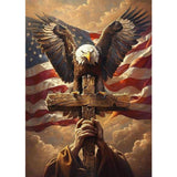 KTHOFCY 5D DIY US Flag Independence Day Eagle Cross Diamond Painting Kits for Adults, US 4th of July Full Drill Crystal Rhinestone Paintings Pictures Arts Wall Decor Painting Dots Kits 11.8X15.7inch KTHOFCY