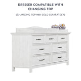 Evolur Belmar Double Dresser in Weathered White, Comes Assembled, Included Anti-Tip Kit, Seven Spacious Drawers, Dresser For Nursery, Bedroom, Wooden Nursery Furniture Evolur