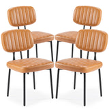 Sweetcrispy Dining Chairs Set of 4, Upholstered Mid Century Modern Kitchen Dining Room Accent Chairs with Faux Leather Cushion Seat & Metal Legs for Kitchen, Living Room - Brown Sweetcrispy