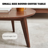 Vadisun 100% FAS Solid Oak Wood Mini Coffee Table - Natural Walnut Finish Round Coffee Table-Low Tea Table Vadisun