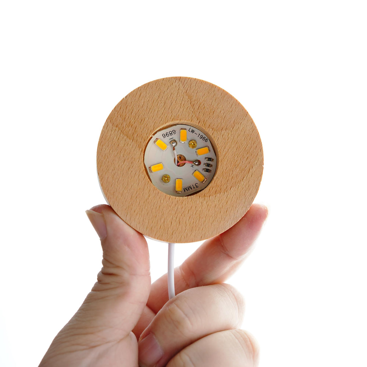 ZEERSHEE 2Pcs Led Wood Display Stand for 3D Crystal Glass Resin Art Light Wooden Lamp Base for Crystals LED Round Display Pedestal ZEERSHEE