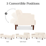 Best Choice Products 77" Mid Century Modern Boucle Loveseat Sofa, Couch, Convertible Sofa Sleeper Bed w/Real Wood, Removable Armrest - Ivory Best Choice Products